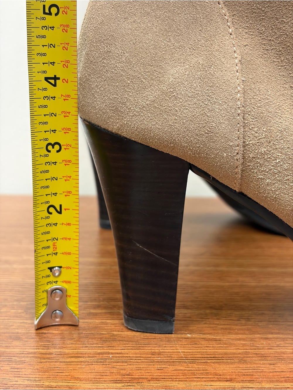 Kelly & Katie Vida Mid Calf Slouchy Leather Suede Heeled Boots Tan Round Toe 9 - Picture 3 of 16